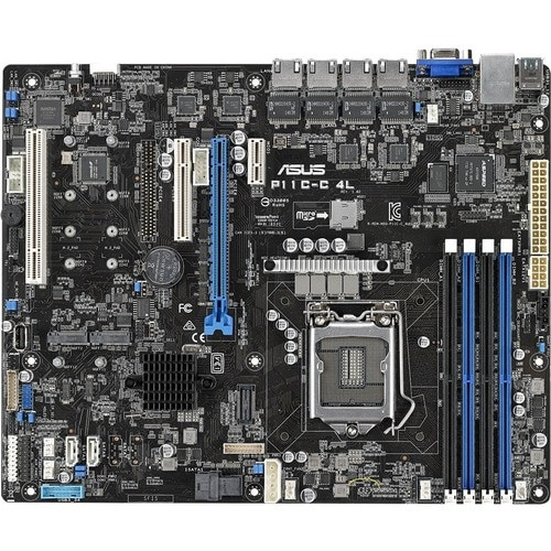 Asus Server Motherboard - Intel C242 Chipset - Socket H4 LGA-1151 - ATX - Xeon, Core i3, Celeron, Pentium Processor Supported - 128 GB DDR4 SDRAM Maximum RAM - UDIMM - 4 x Memory Slots - Gigabit Ethernet - 6 x SATA Interfaces - P11C=