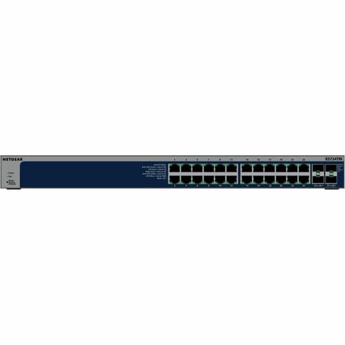 Netgear Business S3600 XS724TM  Ethernet Switch - 24 Ports - Gigabit Ethernet - 1000Base-T, 2.5GBase-T, 5GBase-T, 10GBase-T, 1000Base-X, 10GBase-X - 3 Layer Supported - 92.50 W Power Consumption - Twisted Pair, Optical Fiber  - XS724TM-100NAS