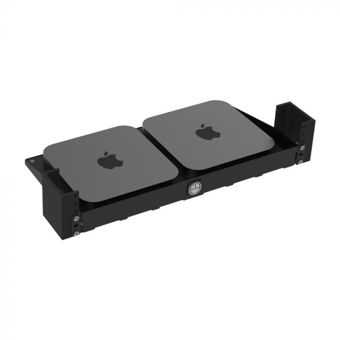 Rack Solutions Mini Rack Duo: 1U 2-Post Rack Mount Shelf For The Apple Mac Mini (3Rd And 4Th Generation); Mounts 2 Mac Mini Computers In 1U Of Space; Integrated Airflow Ducting For Optimal Cooling (Steel - Black Powder Coat) - 107-5735