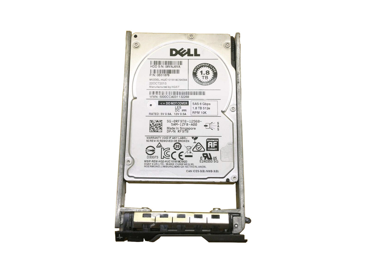 Dell  HUC101818CS4204 1.80 TB Hard Drive - 2.5" Internal - SAS (12Gb/s SAS) - Storage System Device Supported - 10000rpm - RF9T8