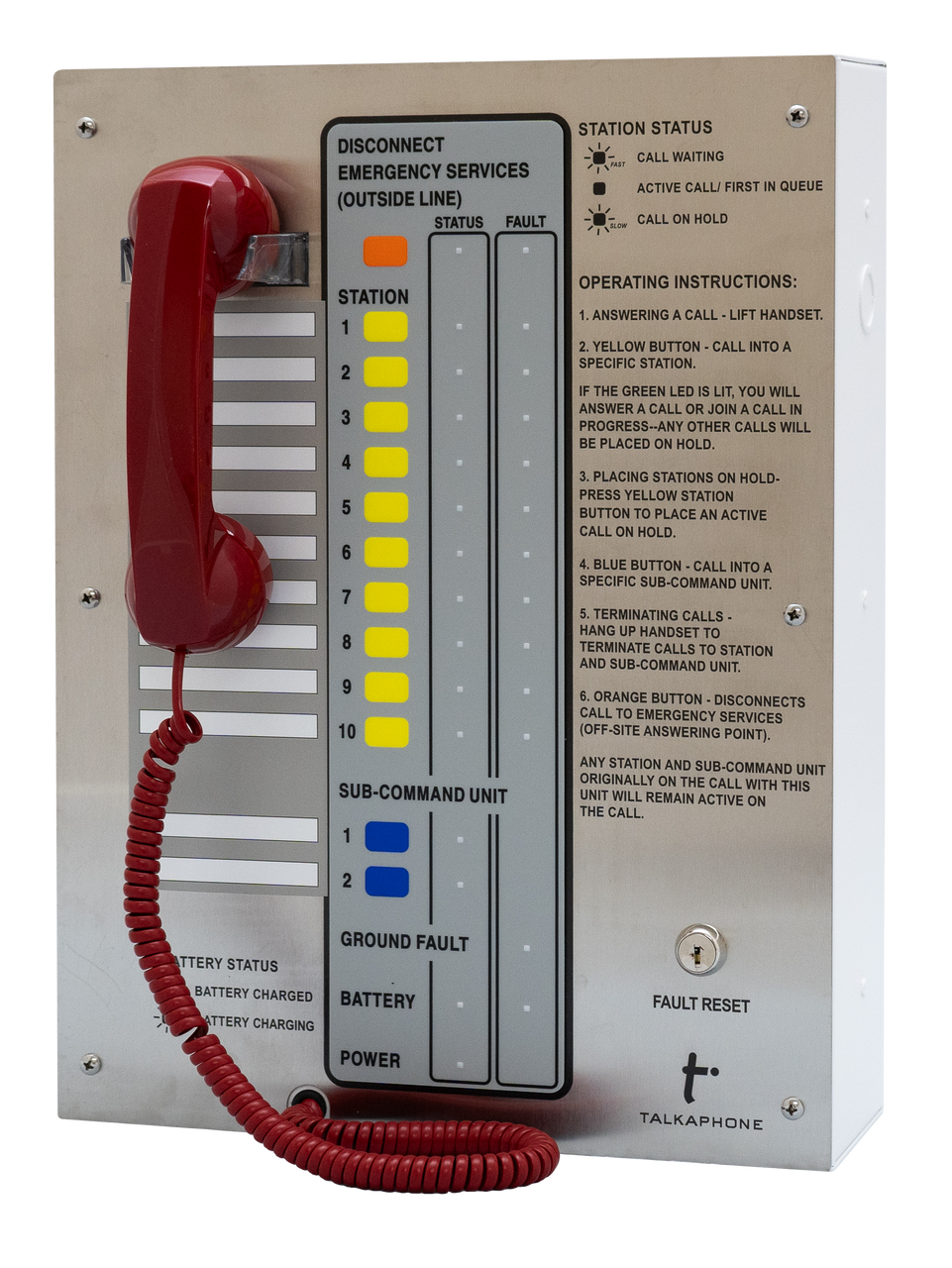 Talk-A-Phone Area Of Rescue Command Unit With 10-Station Capacity. Use Aor-Tr-10 To Flush Mount - AOR-10