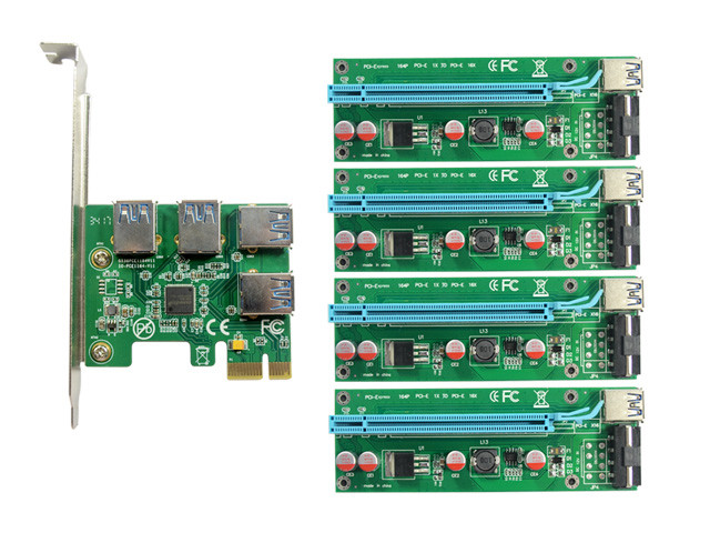 IO Crest PCI-e 1X To 16X USB 3.0 Extender Riser Adapter Graphics Card - IO-PCETO4X16