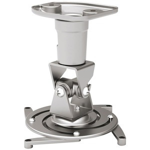 Amer Mounts Universal Ceiling Projector Mount - Silver - Supports up to 30lb load, 360 degree rotation, 180 degree tilt - AMRP100S
