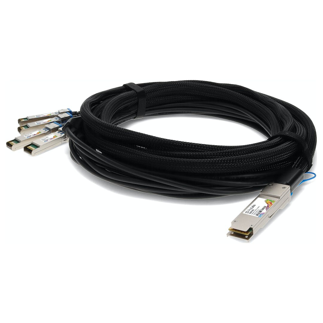 Amer QSFP+ to 4-SFP+ Passive Direct Attach Copper Cable (DAC) 100CM (39inches). Allows for the breakout of a 40G QSFP into 4 10G SFP - QP4SPC100