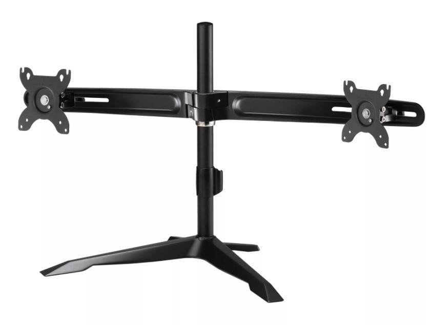 Amer Dual Monitor Mount Stand for 2 LED or LCD Monitors 24, 27 and 3 - Mounting via 75x75mm or 100x100mm VESA - Monitor Tilt, Swivel and Rotate Feature - AMR2S30