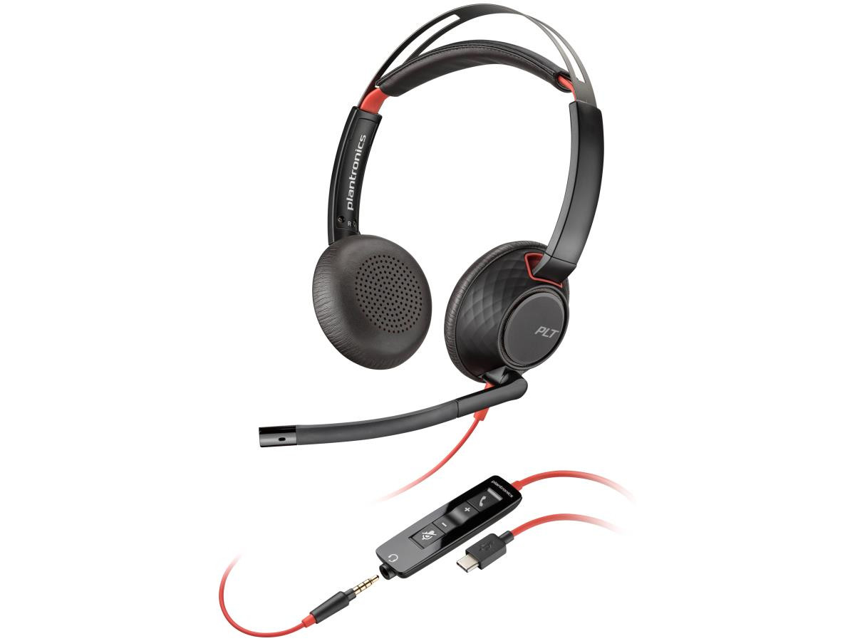HP Poly Blackwire 5220 Stereo USB-C Headset +3.5mm Plug +USB-C/A Adapter - 8X231AA