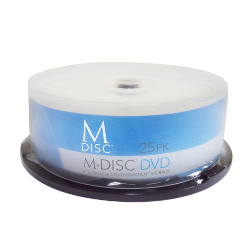 Vinpower M-DISC 4.7GB Permanent Data Archival DVD+R Blank Disc - 25 Pack Cake Box -MDDPR04WIP-25