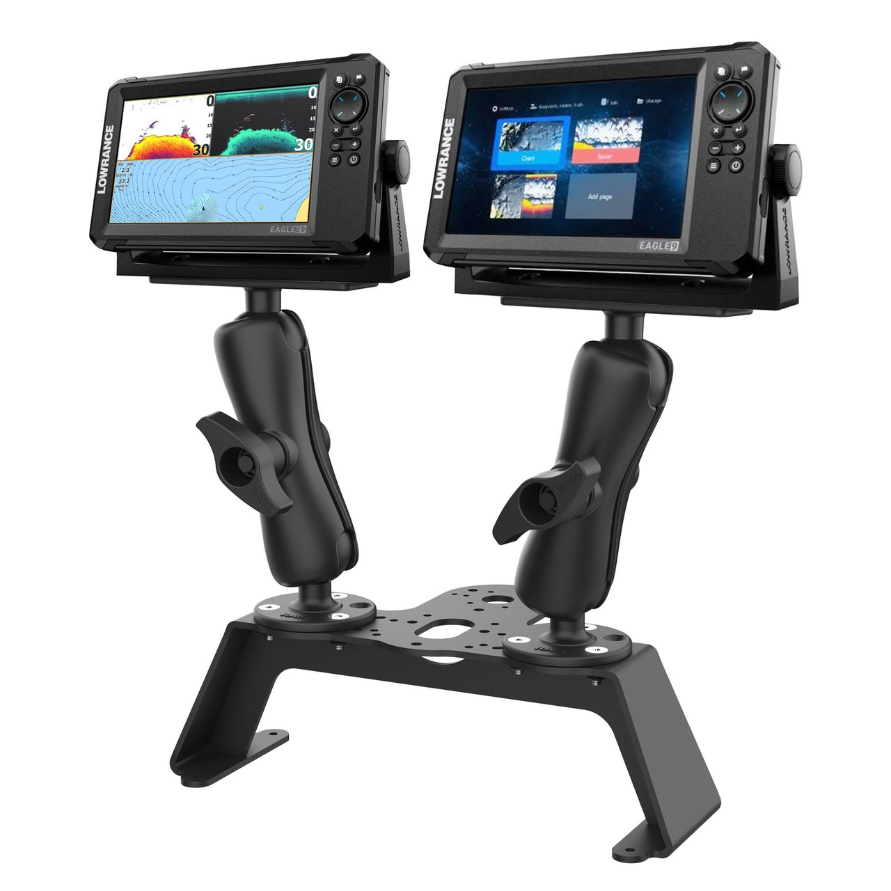 RAM Mount Fishfinder Deck Kit with Single Marine Electronic Mount Dual Mount - RAM-FF1-D-115-2