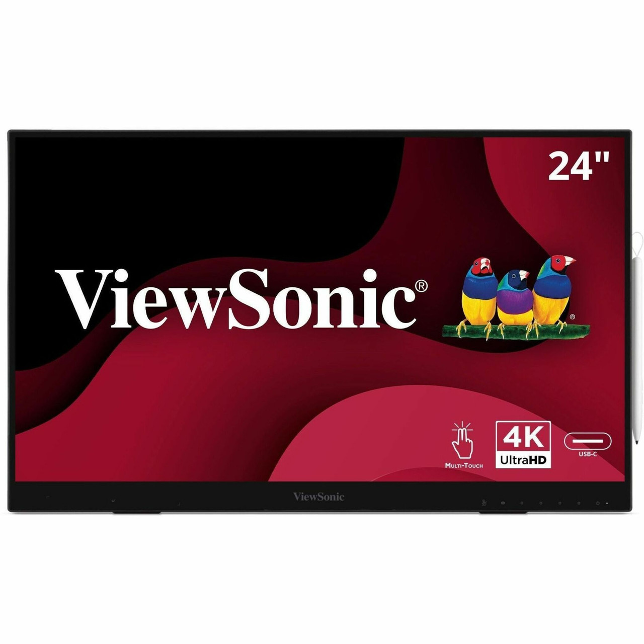 ViewSonic ID2456-4K 24 Inch 4K UHD Touch Display Tablet with PCAP 10 Point Touch, Active Stylus, Built-in Kickstand, USB Hub, HDMI, DisplayPort, and USB C Inputs - ID2456-4K