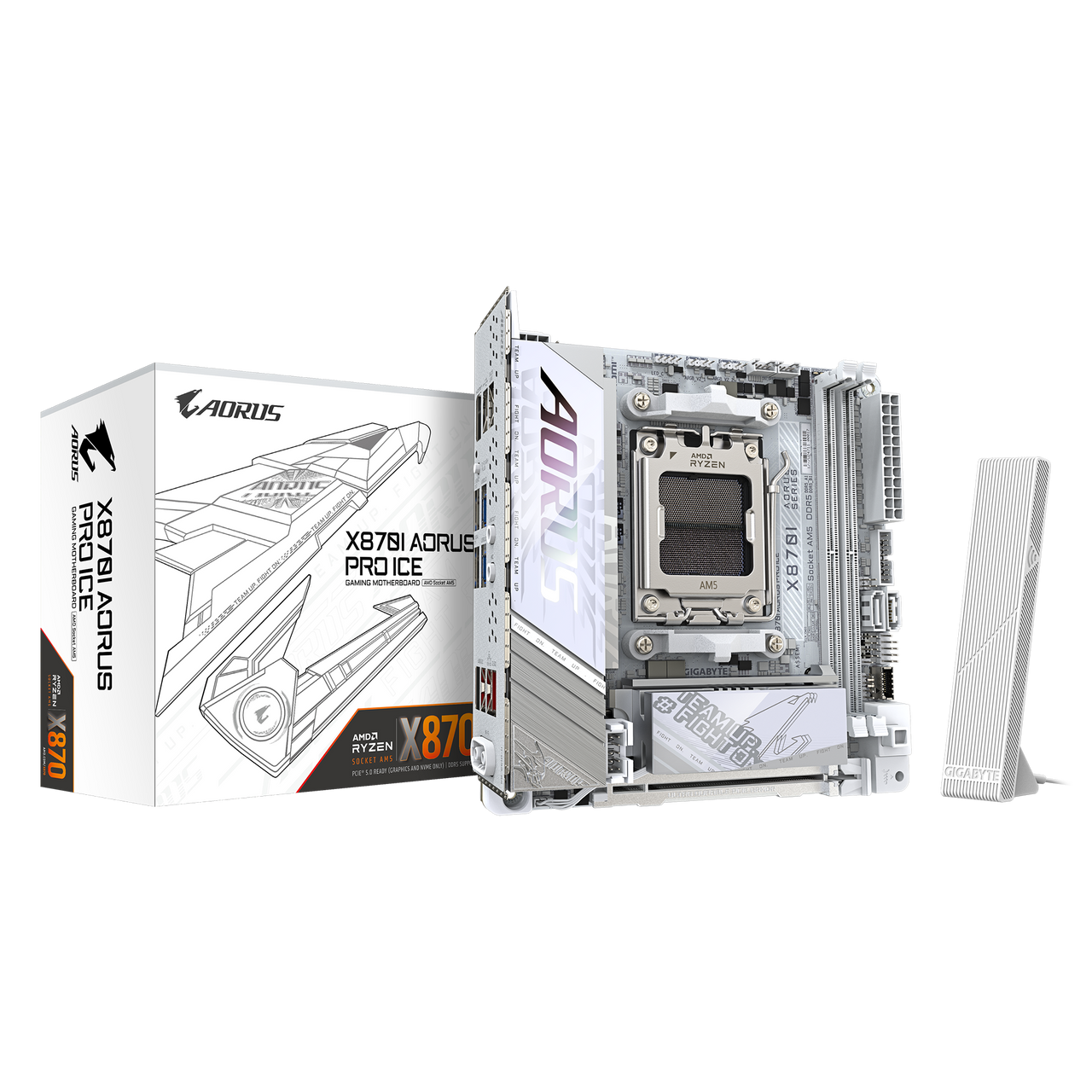 Gigabyte X870I Aorus Pro Ice Amd X870 Atx Am5 (Lga 1718), Vrm Thermal Armor Advanced & M.2 Thermal Guard Ext, Reliable Audio - X870I AORUS PRO ICE