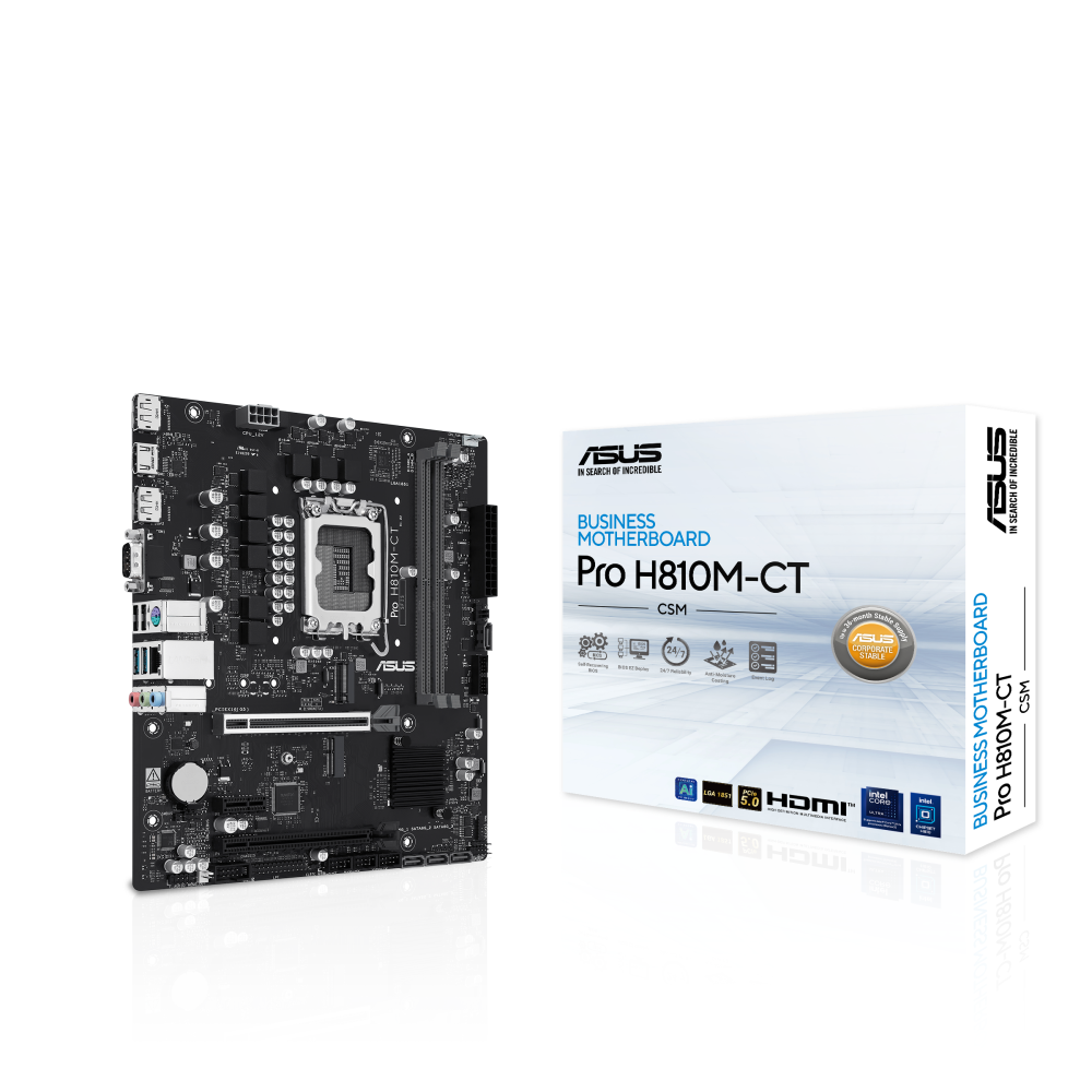 Asus Pro H810M-CT-CSM Micro-ATX Business Motherboard for Intel Core Ultra Series 2 Processors - 90MB1MMM-MVAAYC