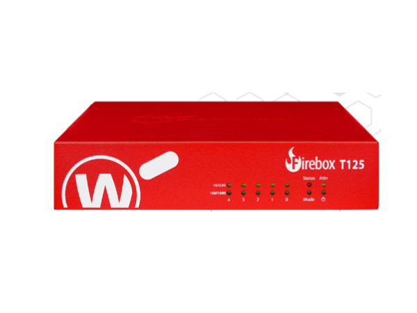 Watchguard Firebox T125 With 5-Yr Total Security Suite - 1Ru - Wired - Gigabit Ethernet - Snmp, Syslog, Http, Https, Dhcp - Concurrent Connections 3850000 - New Connections Per Second 26500 - 1 X 2.5 Gbe, 4 X - WGT125645