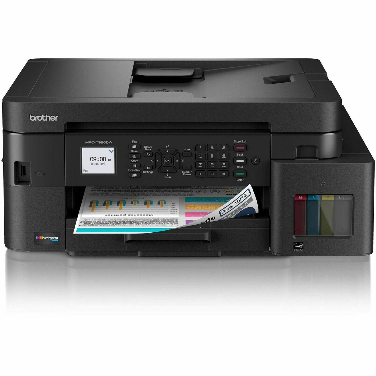 Brother MFC-T980DW Wired & Wireless INKvestment Tank Inkjet Multifunction Printer - Color - MFCT980DW