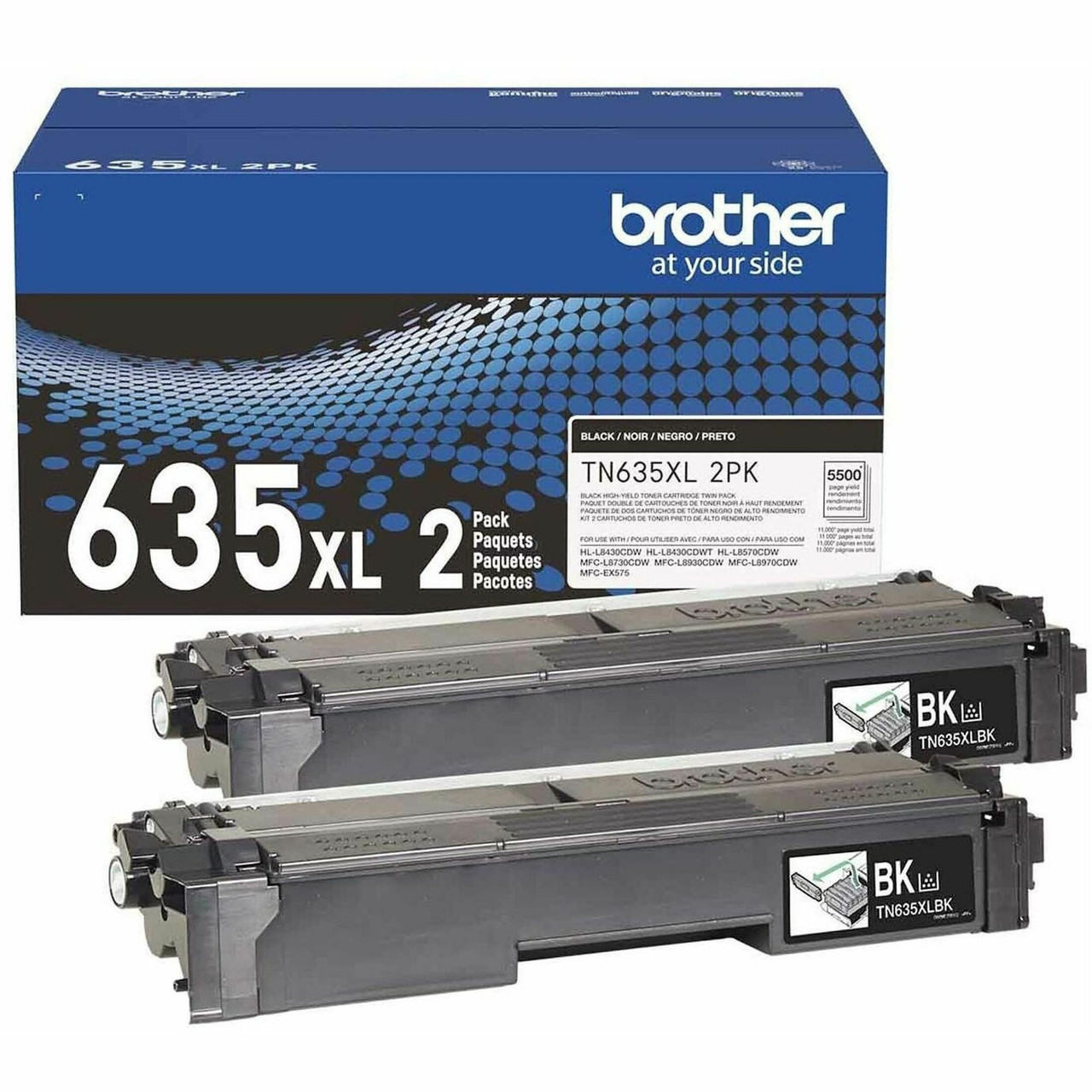 Brother TN635XL2PK Original High Yield Laser Toner Cartridge - Twin-pack - Black - 2 Pack - TN635XL2PK