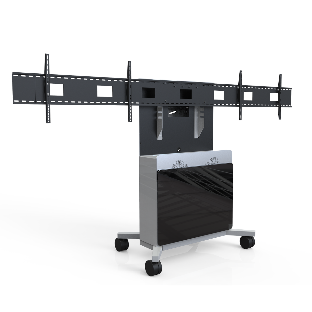 Avteq Floor Stand Supports Single Display Up To 82. Includes Powered Speaker Module, 10Ru Rack Space, And An Adjustable Height Camera Shelf. Offers Tempered Glass F - ELT-2100S-B