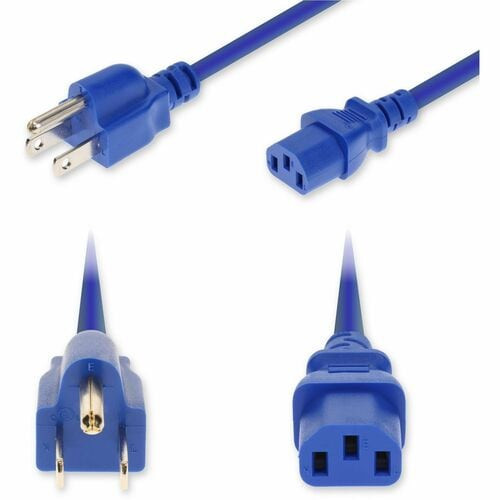 AddOn 2Ft Nema 5-15P Male To C13 Female Standard Commercial Temp 18 Awg 125V At 10A Pvc Sjt (Service Junior Thermoplastic) Blue Power Cable - ADD-N5152C13C18G2FBE