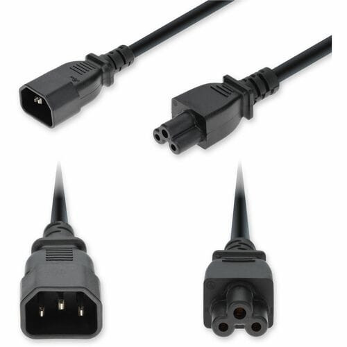 AddOn 6Ft C14 Male To C5 Female Standard Commercial Temp 18 Awg 250V At 10A Pvc Sjt (Service Junior Thermoplastic) Black Power Cable - ADD-C142C5C18G6FBK