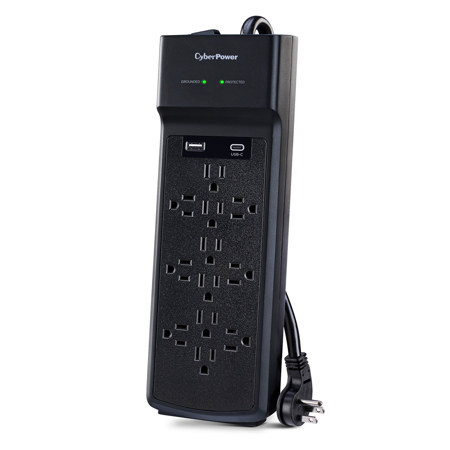 CyberPower Surge Protector - 15A - 12Xnema 5-15R - Black - 1 Year Limited Warranty - CSP1206UC