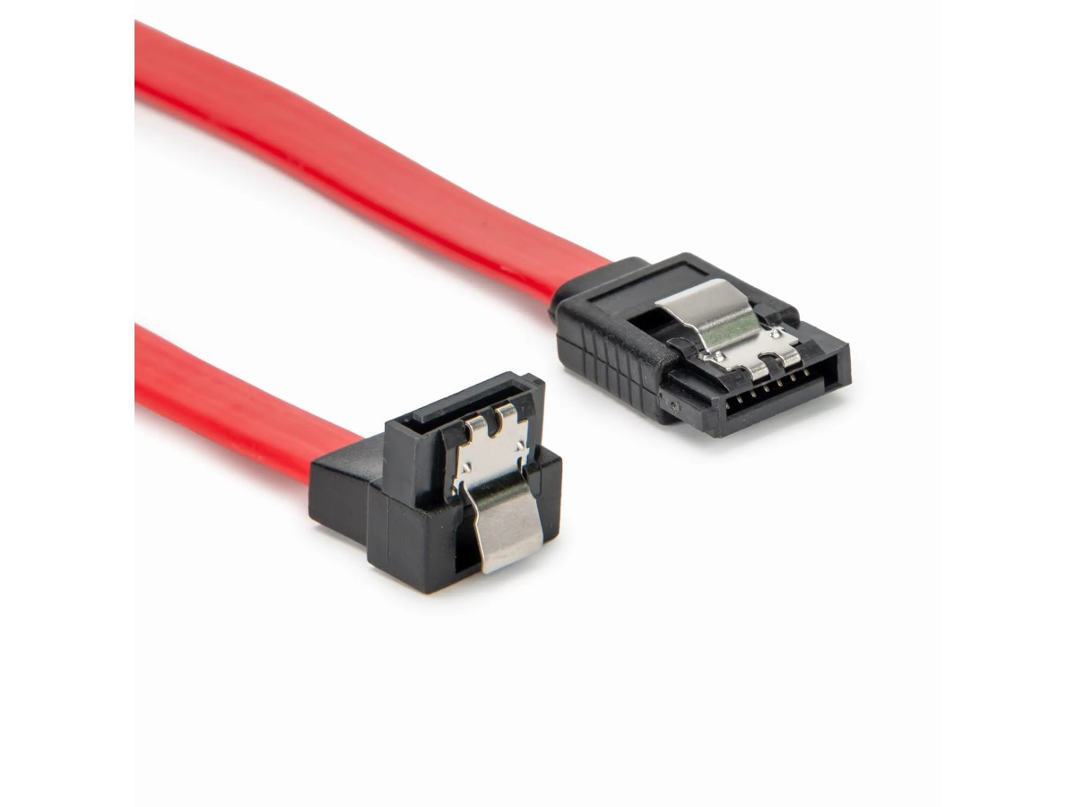 Rocstor Premium 12in (30cm) Sata To Left Angle 90 Degrees Sata Cable For Limited Driver's Sata Port Space, Supports Full Sata 3.0 6gbps Bandwidth, 3.5 And 2.5 Sata Hard Drives Red - Y10C861-RD