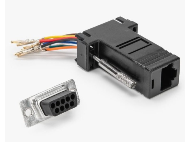 Rocstor Premium Db9 To Rj45 Modular Adapter F/f - Convert Your Db9 Male Connector Into An Rj45 Female Connector - Used For Modular Rs232, Rs422 And Rs485 Connections - 1x Db9 Female Connector To 1x Rj45 Female Connector Convertor - Black - Y10A342-B1