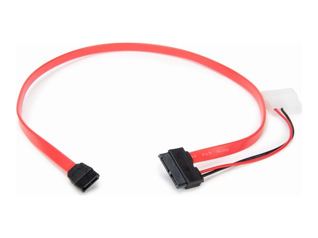 Rocstor Premium 20in (51cm) Slimline Sata To Sata With Lp4 Power Cable-supports Full Sata 3.0 6gbps Bandwidth-connect Slimline Sata Drive To A Std Sata Motherboar-slimline Sata (13 Pin, Data & Power) To 1 -lp4 (4 Pin; Large Drive Power) - Y10C868-RD