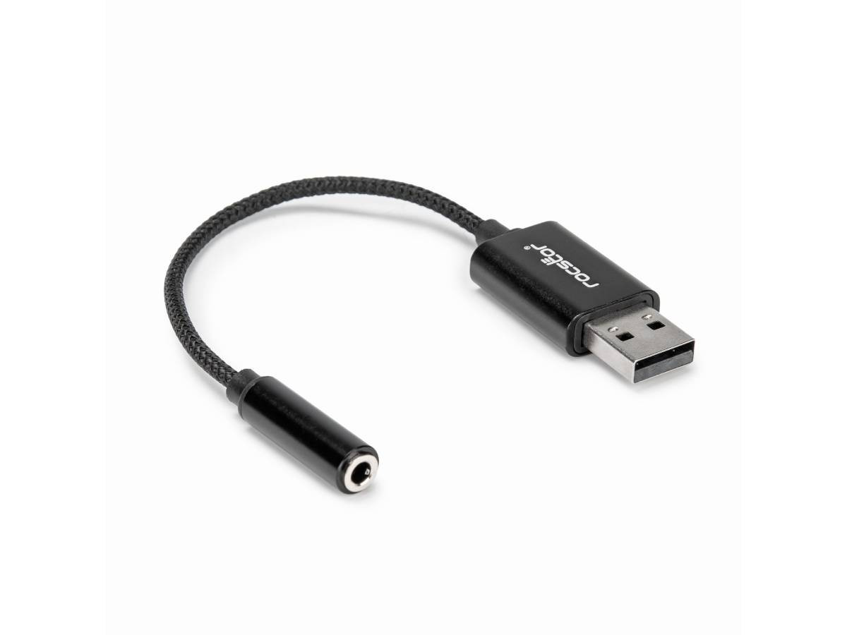 Rocstor USB Type-a To 3.5 Mm Headphone Jack Adapter - 7.92" Mini-phone/usb Audio Cable For Audio Device, Microphone, Headphone, Macbook Pro, Notebook, Chromebook, Sound Card, Ipad, Speaker - First End: 1 X Usb Type-a (male) - Y10A346-B1