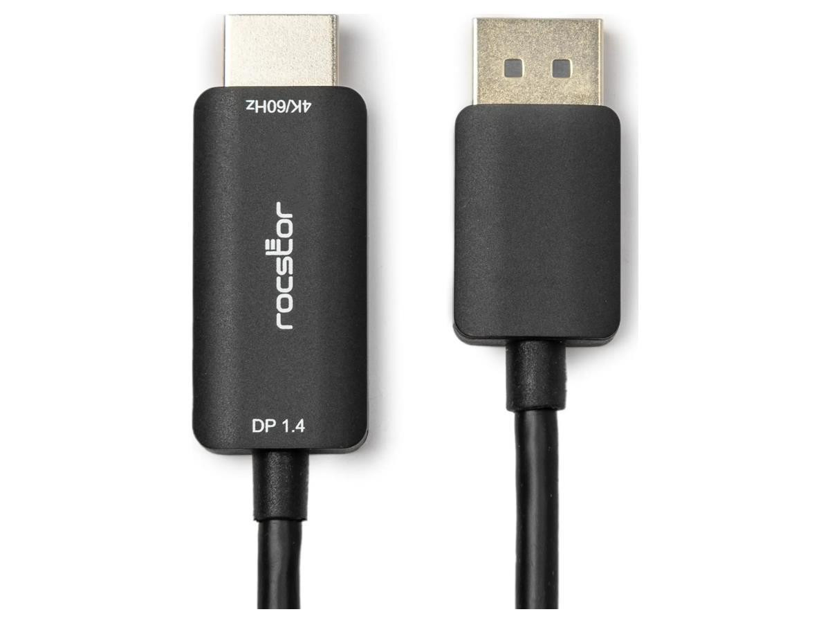 Rocstor 6ft (1.8m) Displayport 1.4 To Hdmi 2.0 Active Adapter Cable Converter (m/m) - 4k 60hz -black - Y10C670-B1