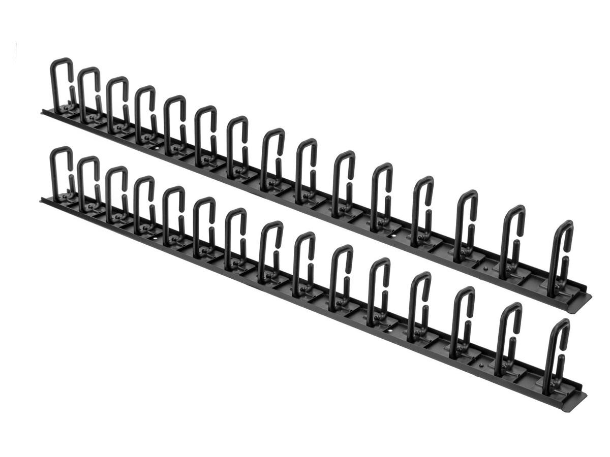 Rocstor Vertical Cable Organizer With D-ring Hooks - 6 Ft (two 3 Ft. Sections) Vertical Cable Management Panel - Steel Frame And Plastic Rings - Black - Y10E052-B1