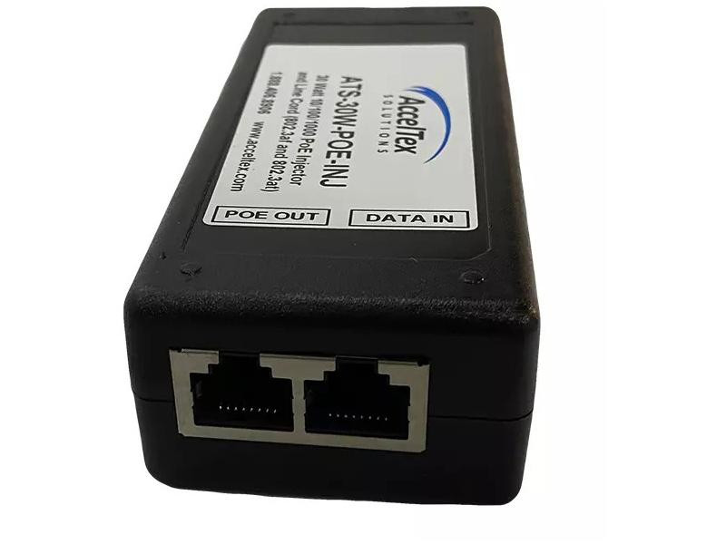 Acceltex 30 Watt 10/100/1000 PoE Injector and Line Cord (802.3af and 802.3at) - ATS-30W-POE-INJ