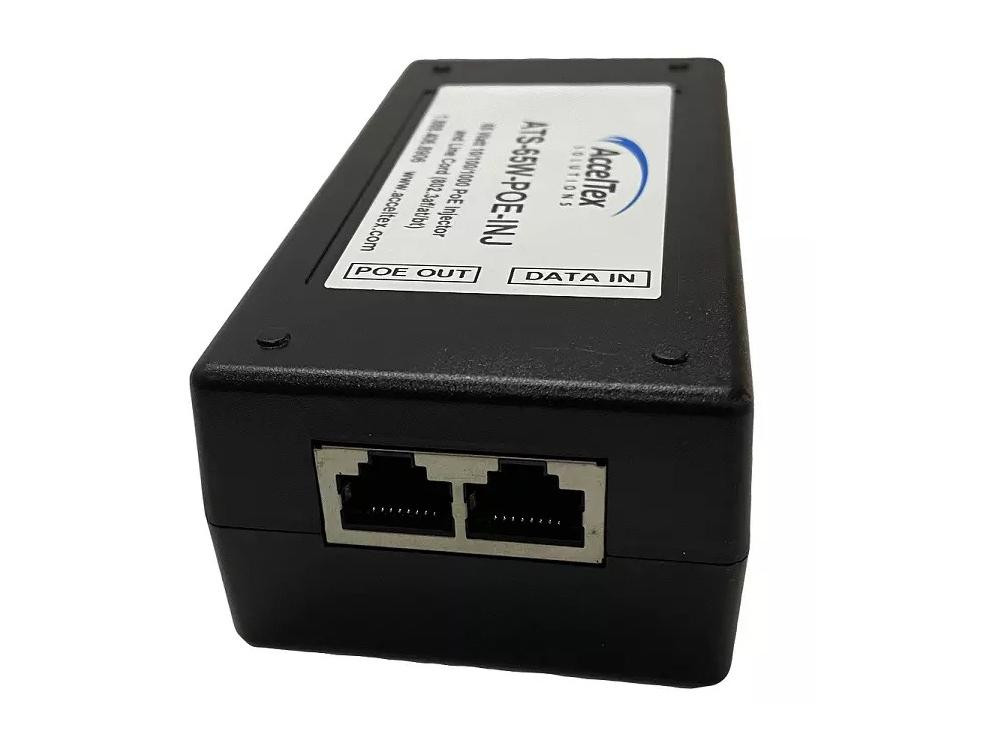 Acceltex 65 Watt 10/100/1000 PoE Injector and Line Cord (802.3af/at/bt) - ATS-65W-POE-INJ