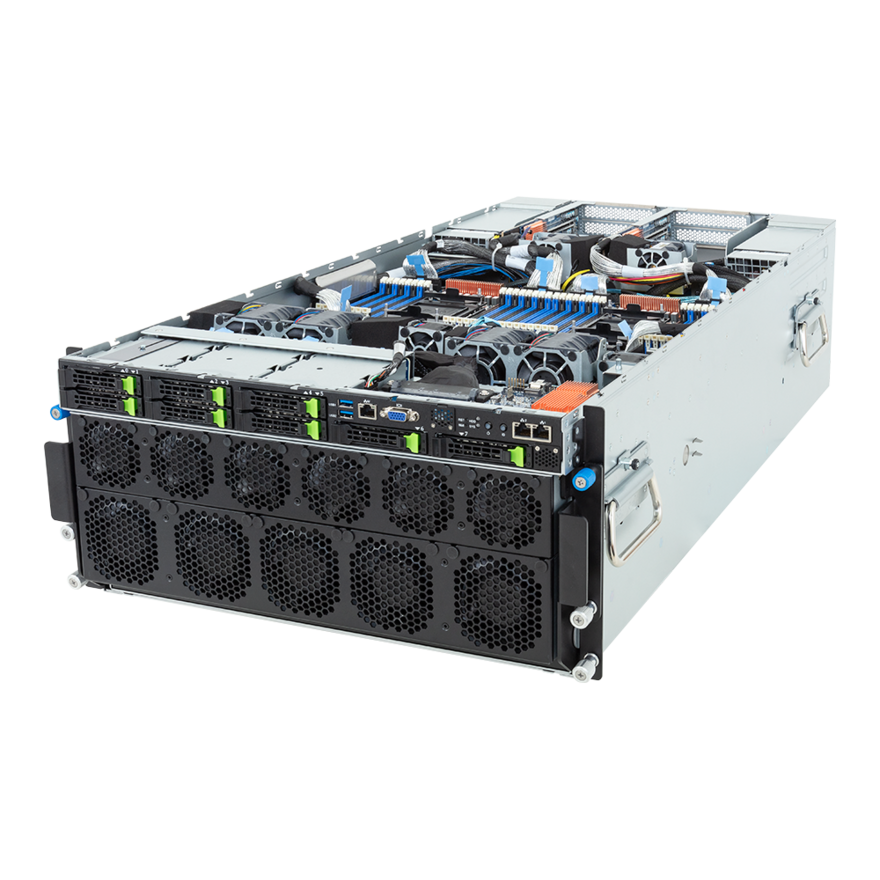 Gigabyte HPC/AI Server - 5th/4th Gen Intel Xeon Scalable - 5U DP NVIDIA HGX H100 8-GPU 8-Root Port (BF-3) - G593-SD1- AAX1
