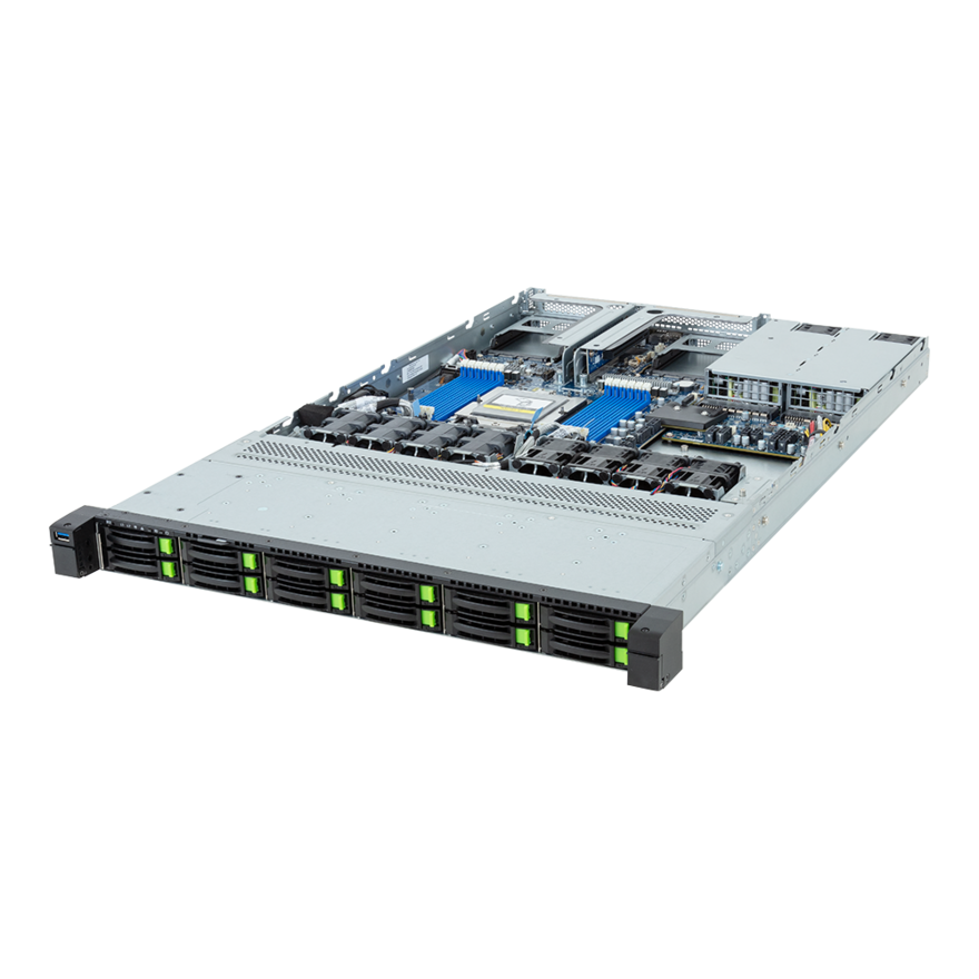 Gigabyte Rack Server - AMD EPYC 9005/9004 - 1U UP 12-Bay Gen5 NVMe/SATA/SAS-4 Platinum - R163-Z35-AAC1