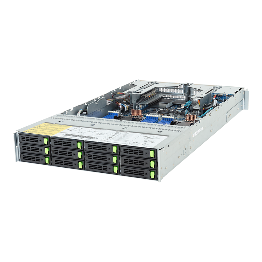 Gigabyte Rack Server - Intel Xeon 6 Processors - 2U DP 12+2-Bay Gen5 NVMe/SATA/SAS-4 Immersion - R284-A90-IAL1