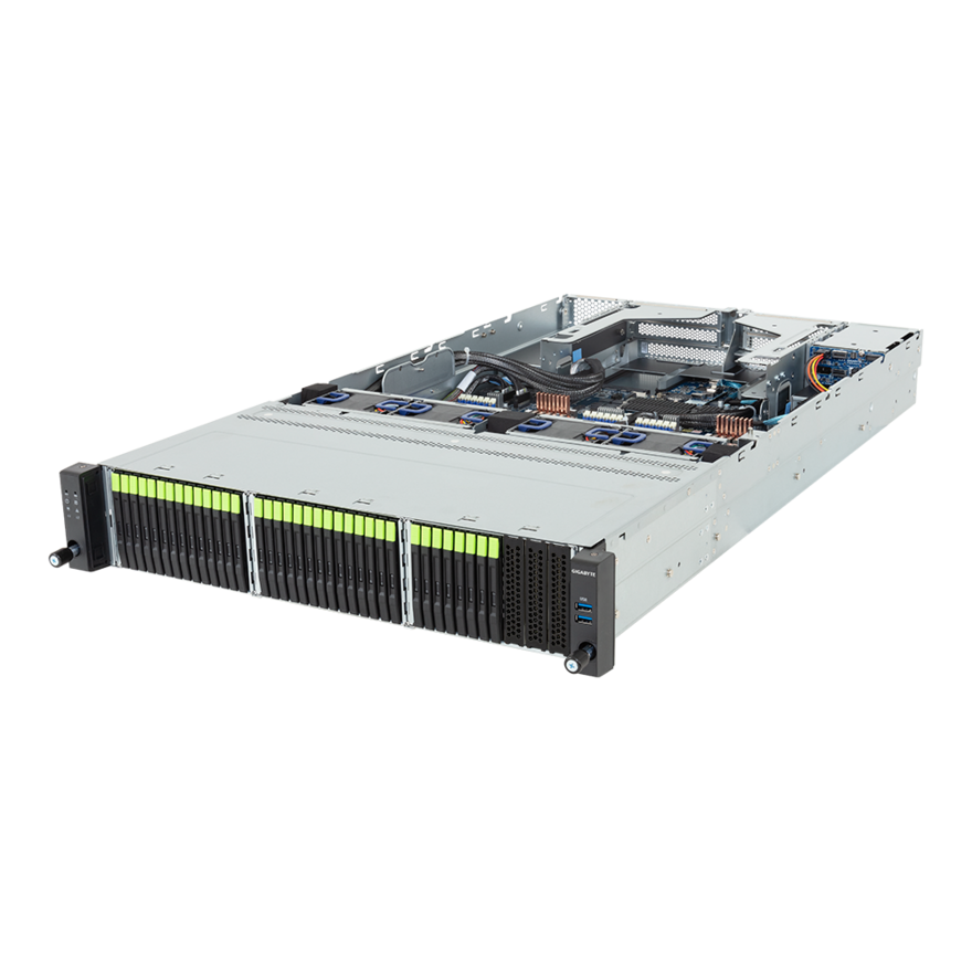 Gigabyte Rack Server - Intel Xeon 6 Processors - 2U DP 36-Bay E3.S Gen5 NVMe + 2-Bay SATA/SAS-4 - R284-A91-AAL1