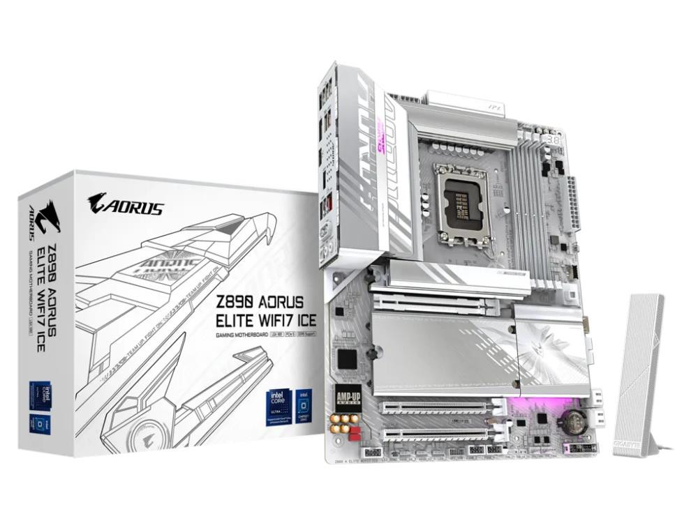 Gigabyte Z890 Aorus Elite Wifi7 Ice - S/pdif Out - Atx - Intel Core Ultra Processors - Intel Z890 - Lga1851 Socket - Ddr5 - 256gb Ram Supported - Usb, Rj-45, Displayport In Port, Audio Jacks, Antenna Connectors (2t2r) - Z890 AORUS ELITE WF7 ICE