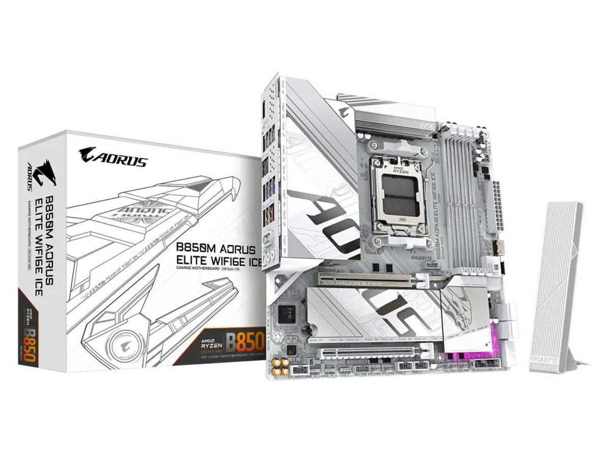 Gigabyte B850m Aorus Elite Wifi6e Ice - Audio Output - Micro Atx - Amd Ryzen 9/8/7000 Series Processors - Amd Am5 B850 - Socket Am5 - Ddr5 - 256gb Ram Supported - Realtek 2.5gbe Lan Chip (2.5 Gbps/1 Gbps/100 Mbps) - B850M AORUS ELITE WIFI6E ICE