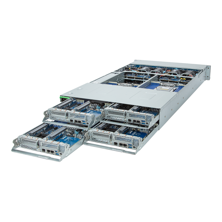 Gigabyte High Density Server - AMD EPYC 9005/9004 - 2U 4-Node DP 24-Bay Gen4 NVMe/SATA/SAS 2600W - H273-Z80-AAN1
