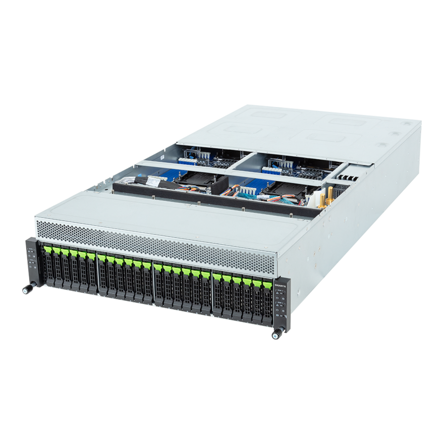 Gigabyte High Density Server - Intel Xeon 6 Processors - 3U 4-Node DP 24-Bay Gen5 NVMe/SATA/SAS-4  - H374-A80-AAW1