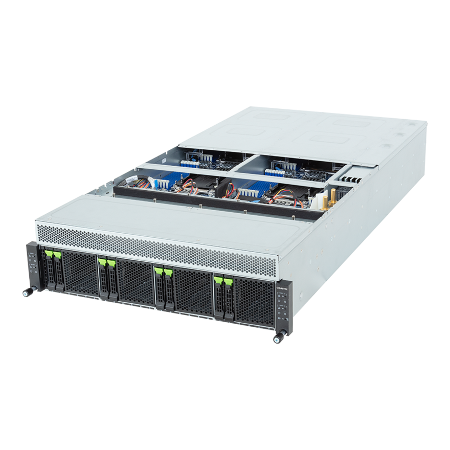 Gigabyte High Density Server - Intel Xeon 6 Processors - 3U 4-Node DP 8-Bay Gen5 NVMe/SATA/SAS-4 DLC - H374-A81-LAW1