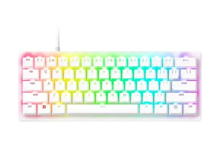 Razer Ornata Huntsman V3 Pro Mini 60% Wired Optical Clicky Switch Gaming Keyboard with Chroma RGB Backlighting - White - RZ03-04991800-R3U1