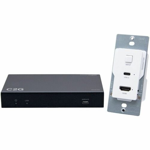 C2G HDMI HDBaseT + USB-C Data and Video Over CAT Extender Wall Plate Transmitter to Box Receiver - 229.66 ft Range - C2G31029