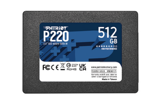 Patriot P220 SATA3 512GB Internal Solid State Drive 2.5” - P220S512G25