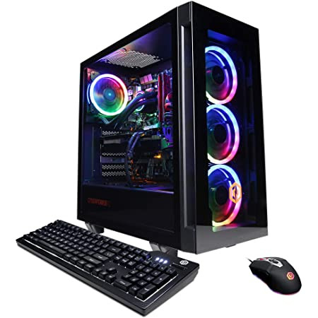 CyberPowerPC Gamer Master GMA9028CPGW4 w/ AMD Ryzen 5 3600 3.6GHz CPU, 16GB DDR4, NVIDIA GeForce RTX 3060 12GB, 500GB PCI-E NVMe SSD, 1TB HDD, 802.11AC WiFi, USB Gaming Keyboard, 7 Color RGB Gaming Mouse, Custom RGB Case Lighting