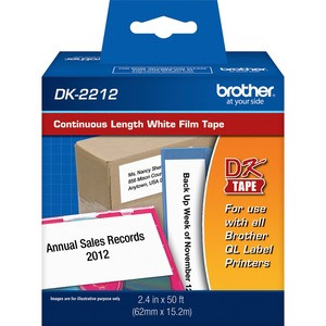 Brother DK2212 - Continuous Length Film Tape - 2.44" Width x 50 ft Length - Direct Thermal - White - 1 / Roll - DK2212