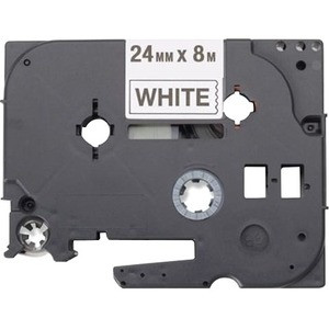 Brother Black on White Label Tape - 15/16" Width - Thermal Transfer - White, Black - Polyester - 5 / Pack - Chemical Resistant - HGE2515PK