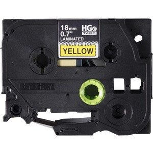 Brother Label Tape - 45/64" Width - Yellow - 5 Pack - HGE6415PK