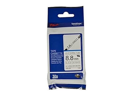 Brother HSE221 Printable 2:1 Heat Shrink TUBING 8.8MM X 1.5M (0.34IN X 4.9FT) Black ON White - HSE221