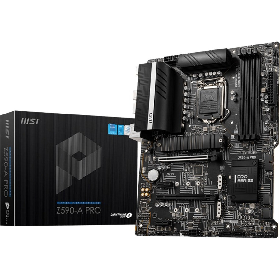 MSI Z590-A Pro Desktop Motherboard - Intel Chipset - Socket Lga-1200 - Intel Optane Memory Ready - Atx - Pentium Gold, Celeron, Core I5, Core I7, Core I9, Core I3 Processor Supported - 128 Gb Ddr4 Sdram Maximum Ram - Z590APRO