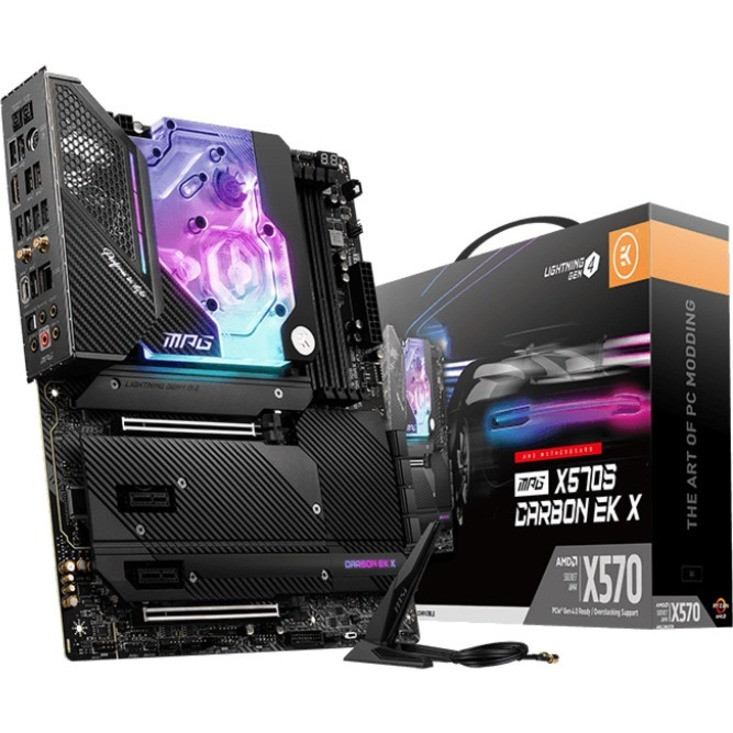 MSI Mpg X570S Carbon Ek X Desktop Motherboard - Amd Chipset - Socket Am4 - Atx - Ryzen 3, Ryzen 5, Ryzen 7, Ryzen 5 Pro, Ryzen 7 Pro, Ryzen 3 Pro, Ryzen 9 Processor Supported - 128 Gb Ddr4 Sdram Maximum Ram - X570SCAREKX