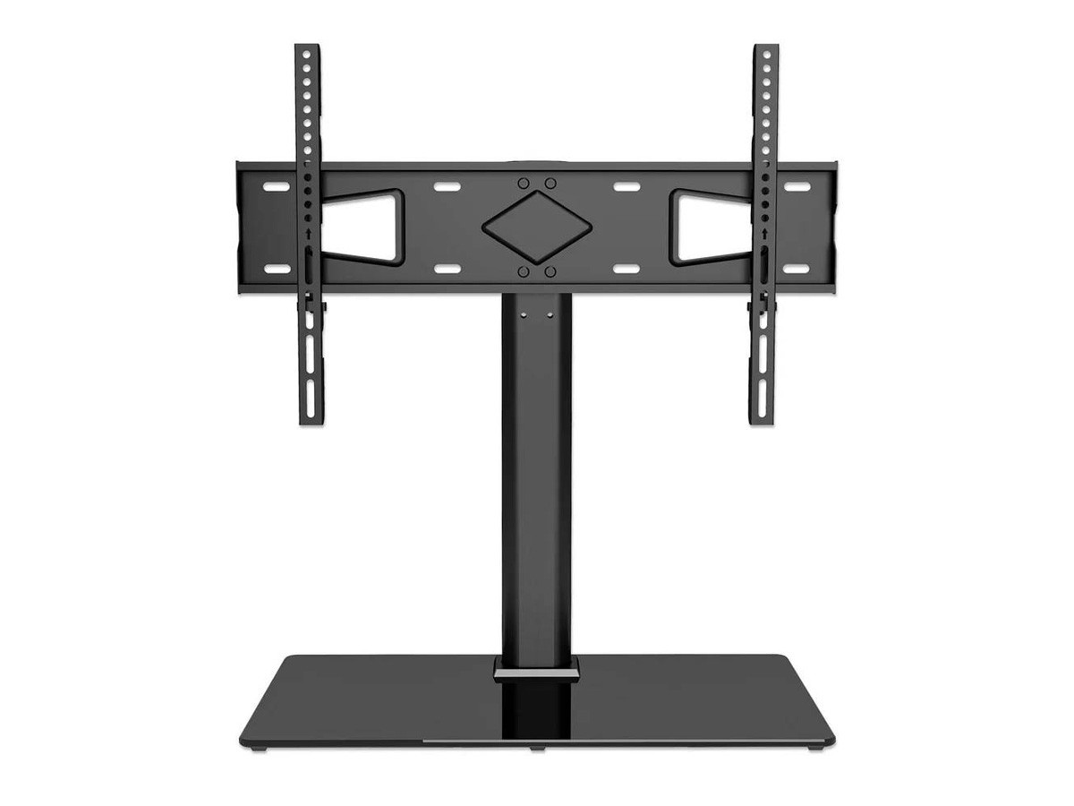 Manhattan Tv & Monitor Mount, Desk, 1 Screen, Screen Sizes: 32-65", Black, Stand Assembly, Vesa 100x100 To 600 X 400mm, Max 45kg, Tempered Glass Base, Lifetime Warranty-stand-for Lcd Display-steel, Tempered Glass-black-screen Size: 32"-65"- - 462297